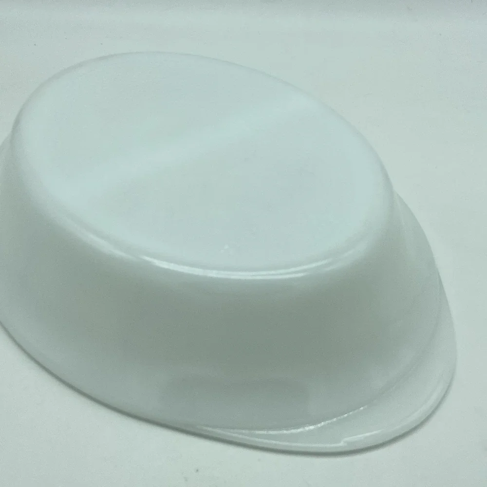 Glasbake Divided Milk Glass Oval Relish Dish Vintage MCM Rustic Farmhouse Retro
